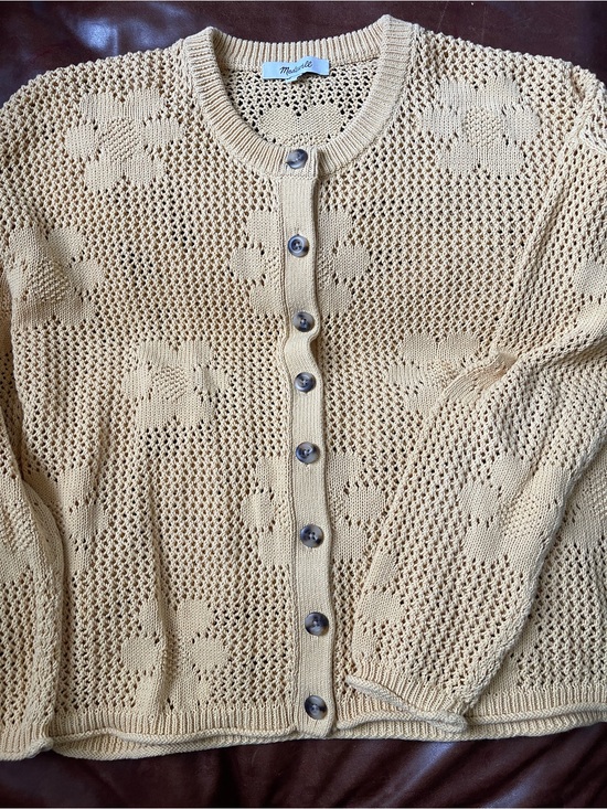 Madewell Sweaters - Yellow Madewell Open-Knit Button Cardigan Sweater